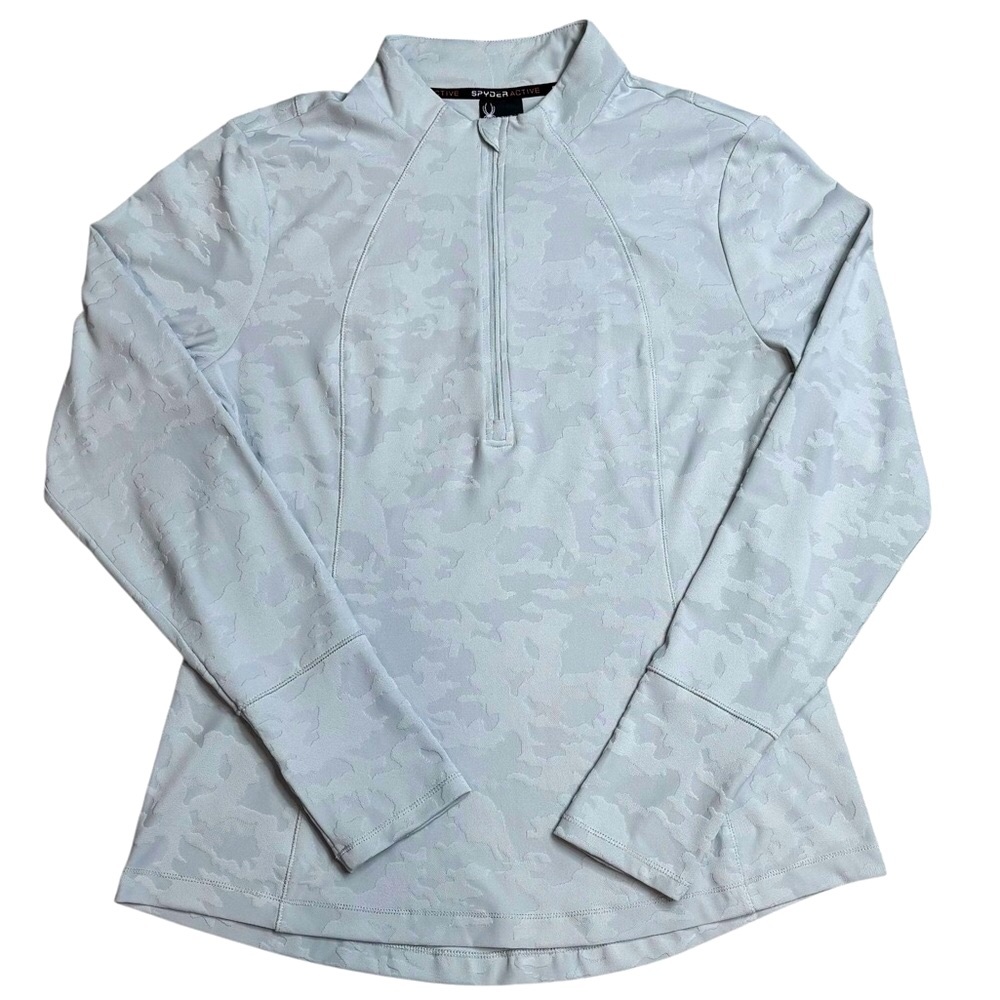 Spyder Active Light Grey Textured Camo Print 1/4 Zip Pullover Running Shirt XL